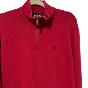Vintage Polo Ralph Lauren 1/4 zip Red Pullover Men’s Size M Ribbed Preppy
